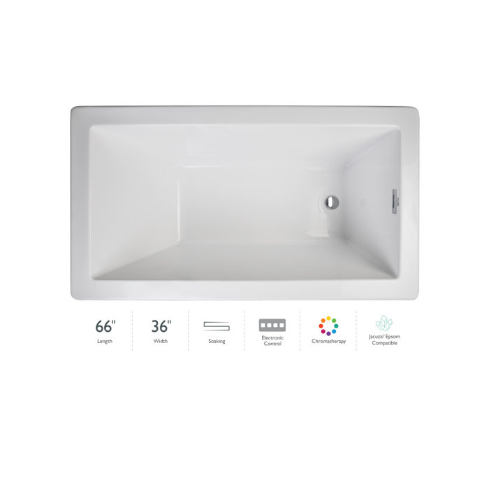 JACUZZI® Elara® 66" x 36" Drop in/Undermount Whirlpool Bathtub Perigold